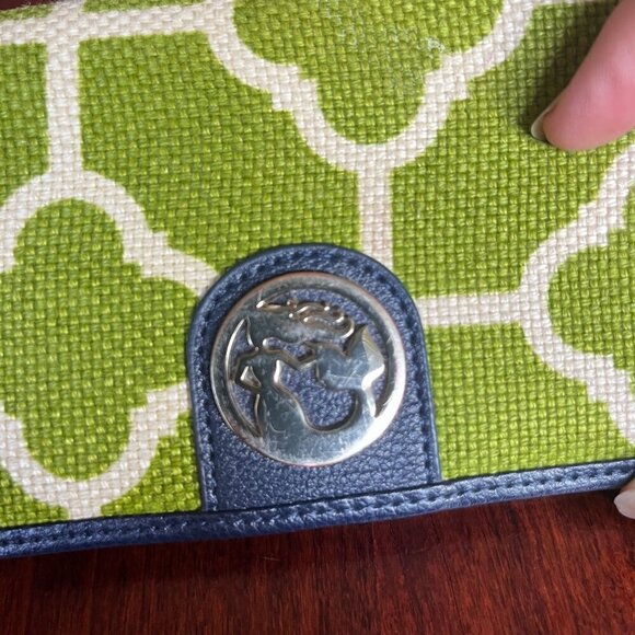 Spartina 449 Green & Blue Canvas Wallet With Multiple‎ Card Slots And ID Window - Picture 3 of 7